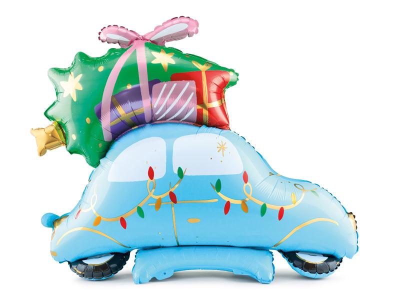 Stehender Folienluftballon Weihnachts-Auto, 102x100 cm, Mix - FeierGlanz